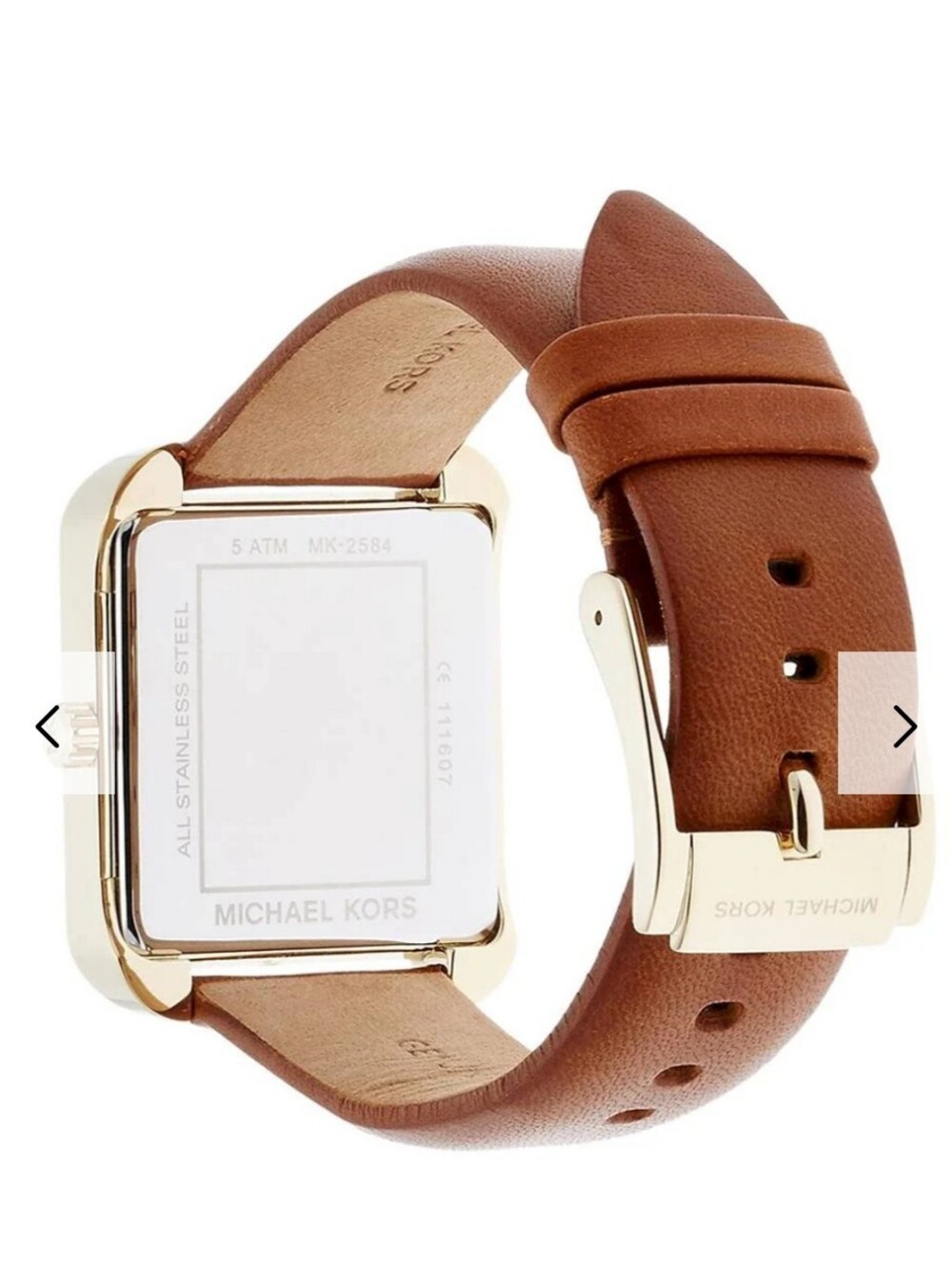 Michael Kors Square Gold Watch with Brown Leather Strap - Picture 4 of 11